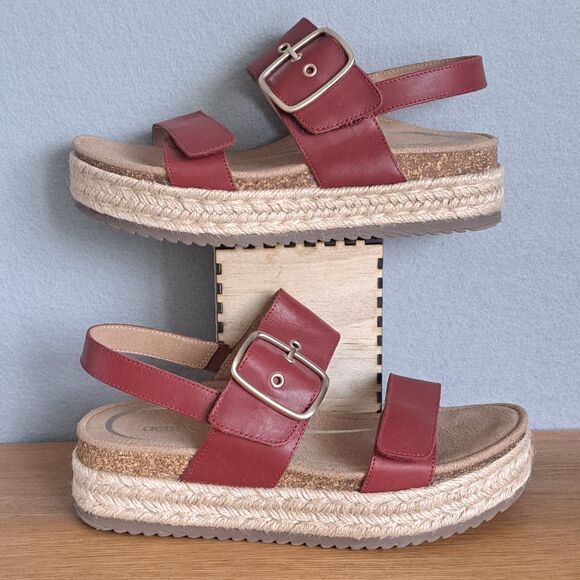 Aetrex Vania Womens 8.5 EU 39 Red Leather Cork Arch Support Sandals Comfort Cork - Picture 5 of 10